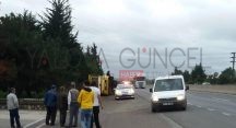 Yük Dolu Tır Bir Anda Yan Devrildi Yük Dolu Tır Bir Anda Yan Devrildi