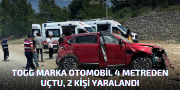 TOGG 4 Metreden Yola Uçtu 2 Kişi Yaralandı