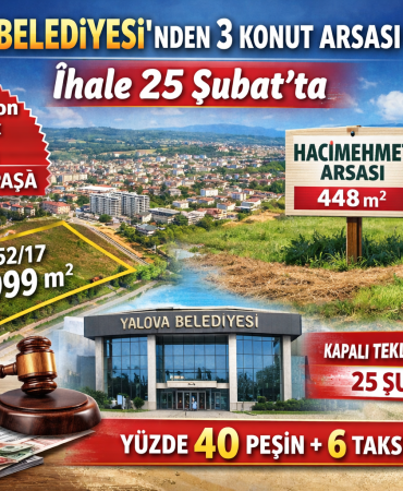 Yalova Belediyesi’nden 3 Konut Arsası Satışı