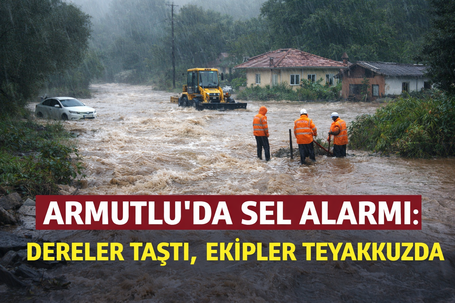 ARMUTLU’DA SEL ALARMI: DERE TAŞMA NOKTASINA GELDİ, EKİPLER TEYAKKUZDA