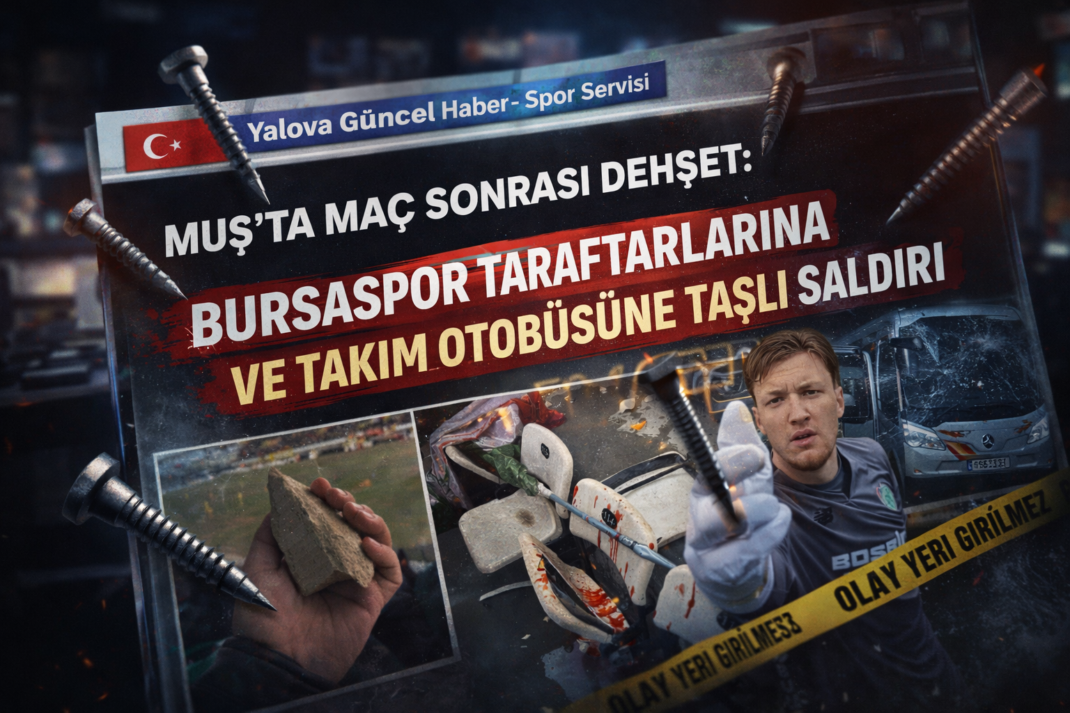 MUŞ’TA MAÇ SONRASI DEHŞET: BURSASPOR TARAFTARLARINA VE TAKIM OTOBÜSÜNE TAŞLI SALDIRI