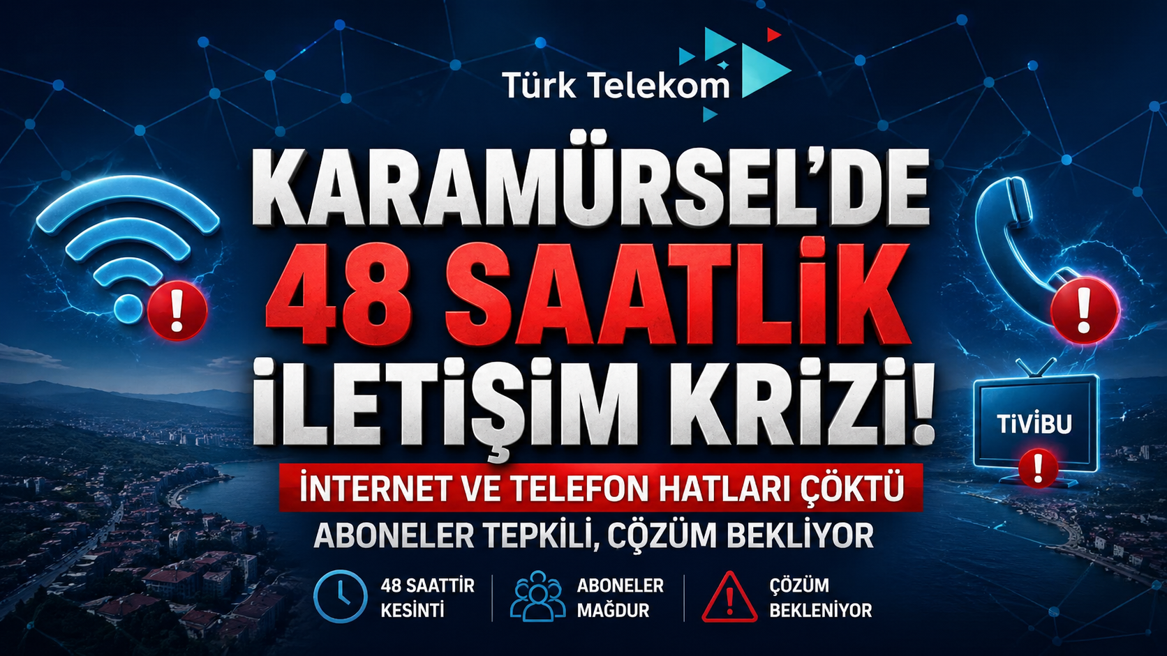 Karamürsel’de 48 Saatlik İletişim Krizi: İnternet ve Telefon Hatları Çöktü, Aboneler Tepkili