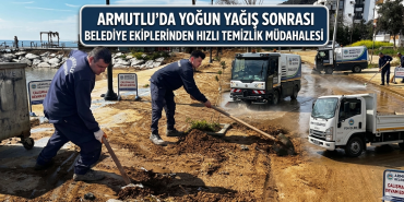 Yağış Sonrası Belediye Ekiplerinden Hızlı Temizlik Müdahalesi