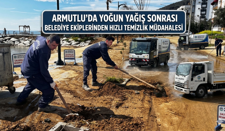 Yağış Sonrası Belediye Ekiplerinden Hızlı Temizlik Müdahalesi