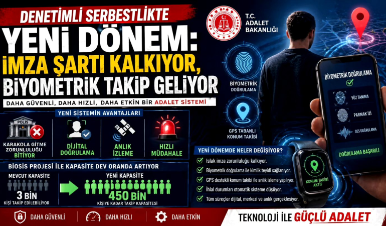 Denetimli Serbestlikte Dijital Devrim: İmza Zorunluluğu Kalkıyor, Anlık Biyometrik Takip Başlıyor