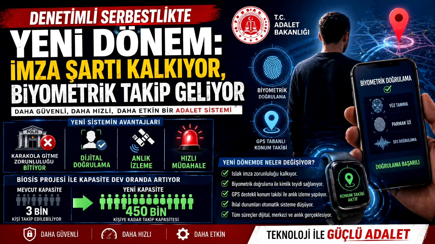 Denetimli Serbestlikte Dijital Devrim: İmza Zorunluluğu Kalkıyor, Anlık Biyometrik Takip Başlıyor