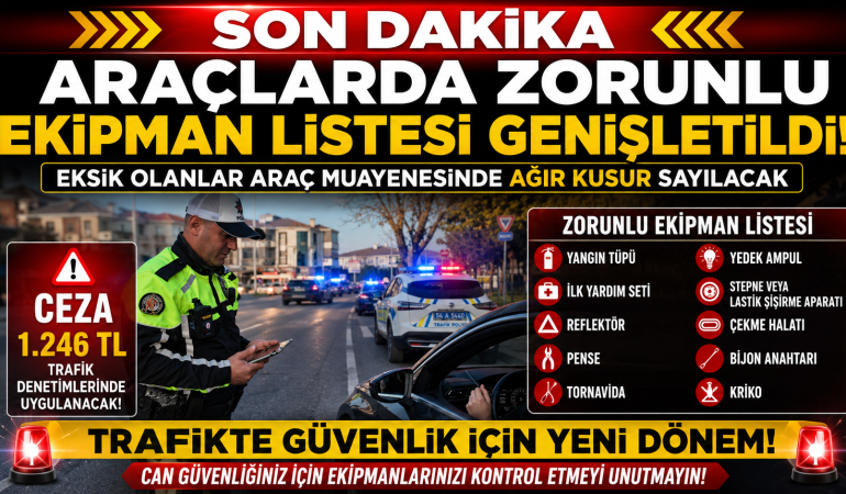 Araçlarda Bulunması Zorunlu Olan Ekipman Listesi Genişletildi