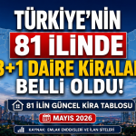 Türkiye’de 3+1 Daire Kiraları Rekor Seviyeye Ulaştı: İşte 81 İlin Güncel Kira Haritası