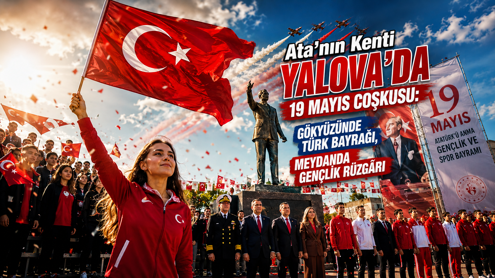 Ata’nın Kenti Yalova’da 19 Mayıs Coşkusu: Gökyüzünde Türk Bayrağı, Meydanda Gençlik Rüzgârı