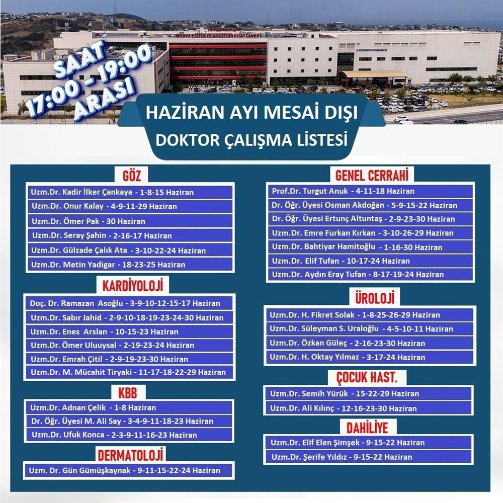 Haziran Ayında Mesai Dışı Poliklinik Hizmeti Devam Ediyor: İşte Randevu Alınabilecek Branşlar