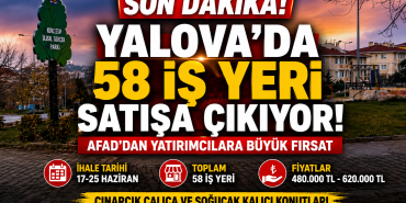 YALOVA’DA 58 İŞ YERİ SATIŞA ÇIKIYOR: AFAD’DAN YATIRIMCILARA FIRSAT