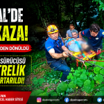 TERMAL'DE FACİANIN EŞİĞİNDEN DÖNÜLDÜ: MOTOSİKLET SÜRÜCÜSÜ 30 METRELİK VADİDEN KURTARILDI