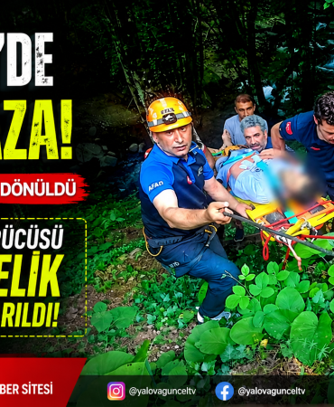 TERMAL'DE FACİANIN EŞİĞİNDEN DÖNÜLDÜ: MOTOSİKLET SÜRÜCÜSÜ 30 METRELİK VADİDEN KURTARILDI