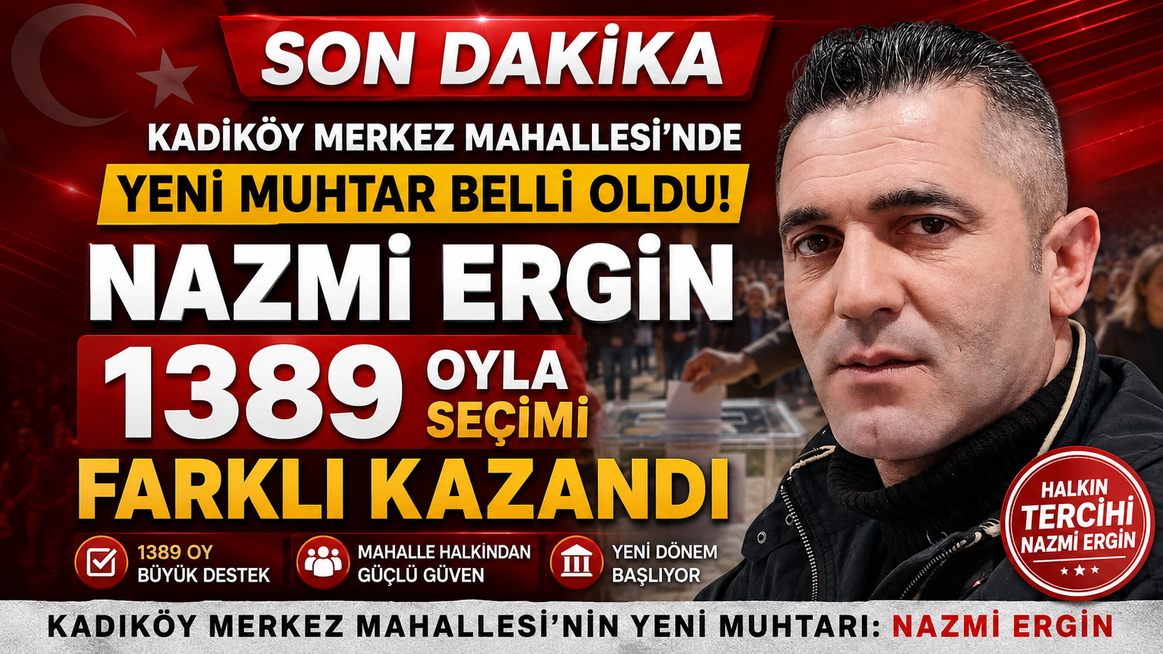 Muhtar Nazmi Ergin 1389 Oyla Seçimi Farklı Kazandı