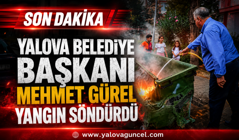 Yanan Çöp Konteynerine Hortumla Müdahale Etti