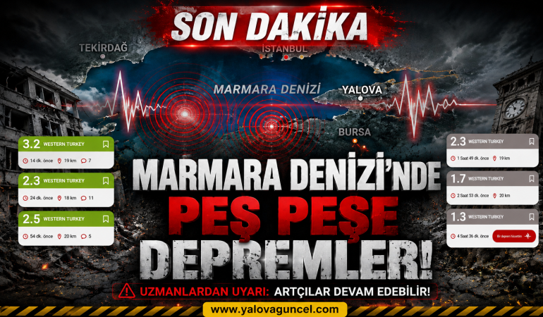 Marmara Denizi’nde Peş Peşe Depremler: Yalova Açıklarında 2,6 Adalar’da 3,2 Büyüklüğünde Sarsıntı
